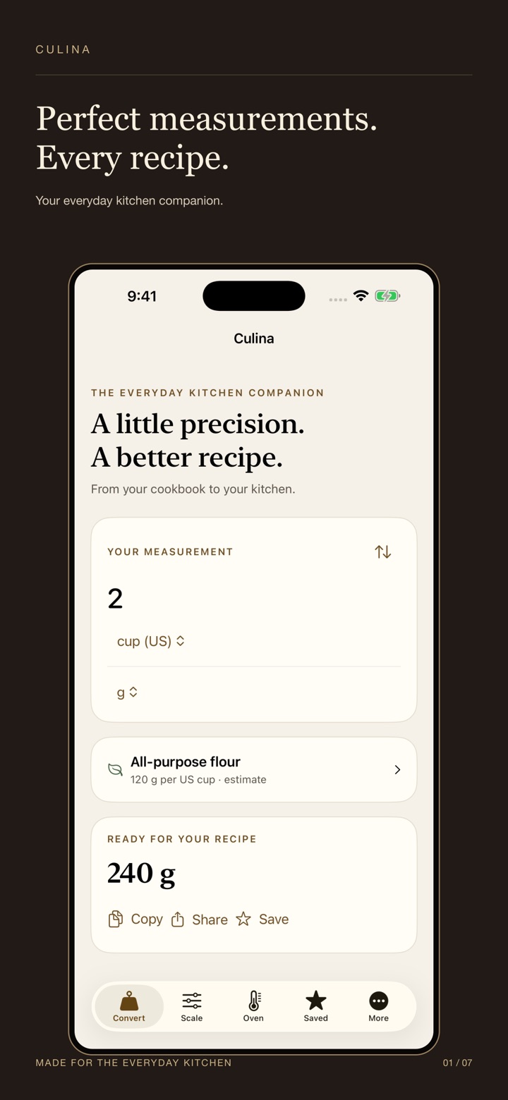 Culina cooking conversion interface